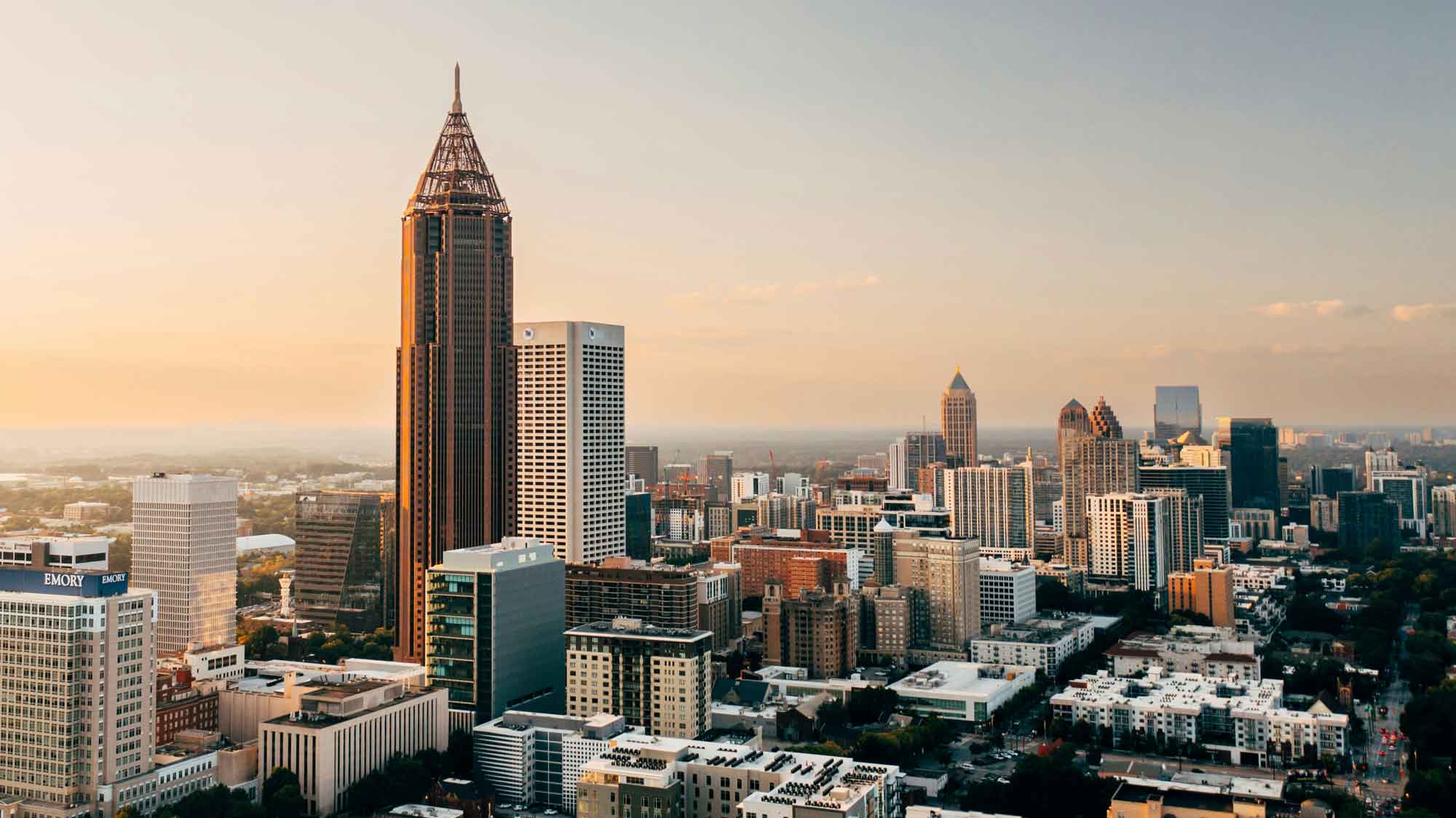 Atlanta skyline with tall buildings. Photo by Lance Asper on Unsplash